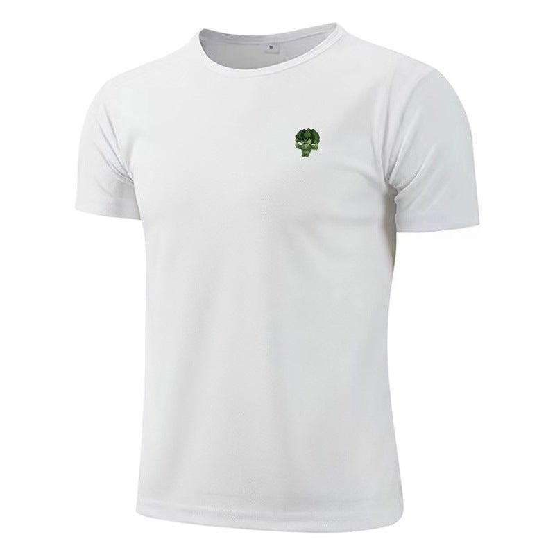 Broccoli quick-drying slim-fit sports short-sleeved men''s summer new fitness training clothes round neck T-shirt quick-drying mesh - Image 1