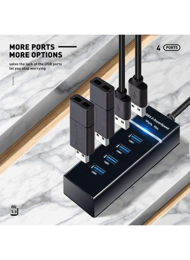 Source HUB USB Extender Splitter Drive-free High-speed 3.0 One Drag Four Light Bar USB HUB-Number Of Interfaces:usb2.0 Black Small Four 1.2m (bag)  - Image 3
