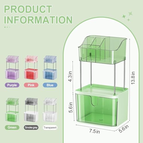 Dravina 3-Tier Makeup Organizer Storage Box | Vanity Tray for Cosmetics, Skincare Organizers, Stationery & Countertop Storage | Bathroom & Dressing Table Organizer, Ideal Gift for Women, Green, 35cm - Image 2