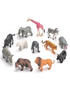 Ailily 12 PCS Wild Animal Model, Mini Animal Figures for Kids Toddlers Decorations Educational, Tiger Lion Black Bear Rhino Elephant Hippo Orangutan Zebra Giraffe Polar Bears Buffaloes Plastic Model  - Image 3