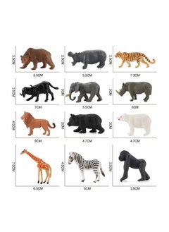 Ailily 12 PCS Wild Animal Model, Mini Animal Figures for Kids Toddlers Decorations Educational, Tiger Lion Black Bear Rhino Elephant Hippo Orangutan Zebra Giraffe Polar Bears Buffaloes Plastic Model  - Image 4