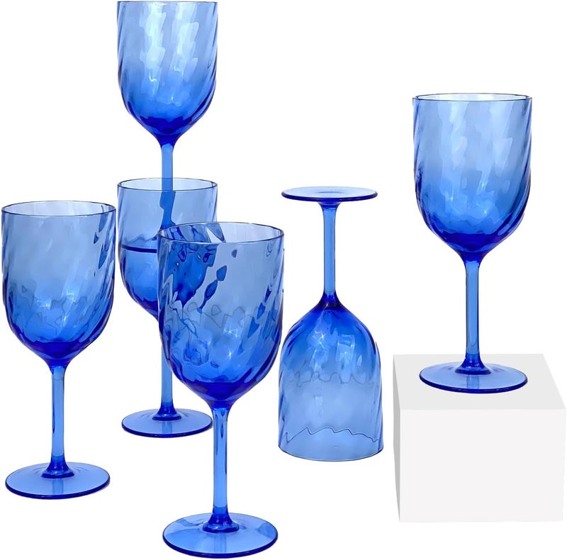 Yalin Set of 6 Unbreakable 15 oz Acrylic Plastic Wine and Water Tumbler Stackable Goblets. (Blue, 15 oz) - Image 5