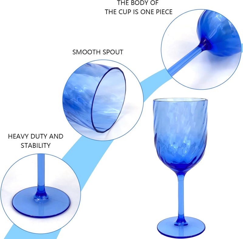 Yalin Set of 6 Unbreakable 15 oz Acrylic Plastic Wine and Water Tumbler Stackable Goblets. (Blue, 15 oz) - Image 3