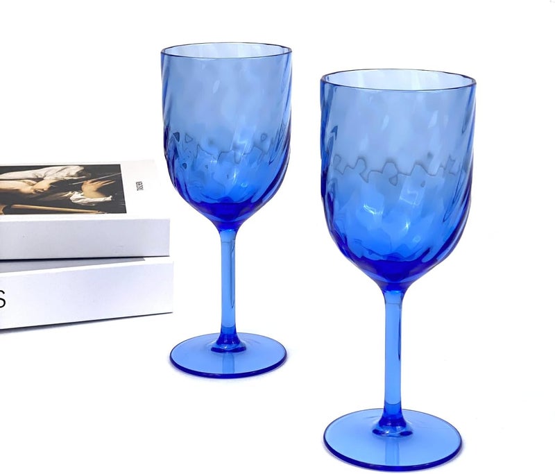 Yalin Set of 6 Unbreakable 15 oz Acrylic Plastic Wine and Water Tumbler Stackable Goblets. (Blue, 15 oz) - Image 2