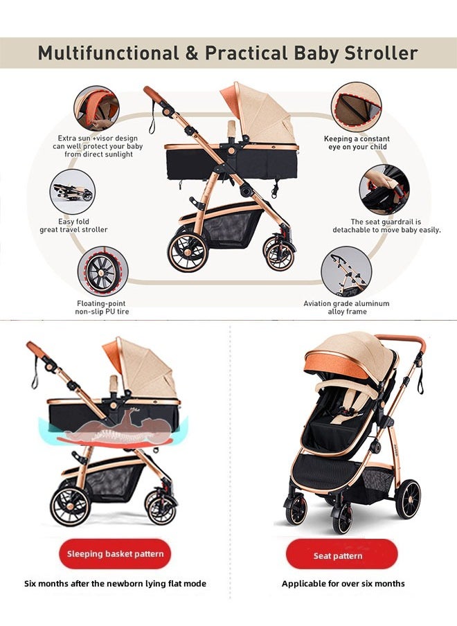 Generic - Foldable Baby Stroller Lightweight Folding Simple Ultra-small Children's Stroller Portable Cart Trolley with Storage Basket Kids Travel Stroller - Image 1