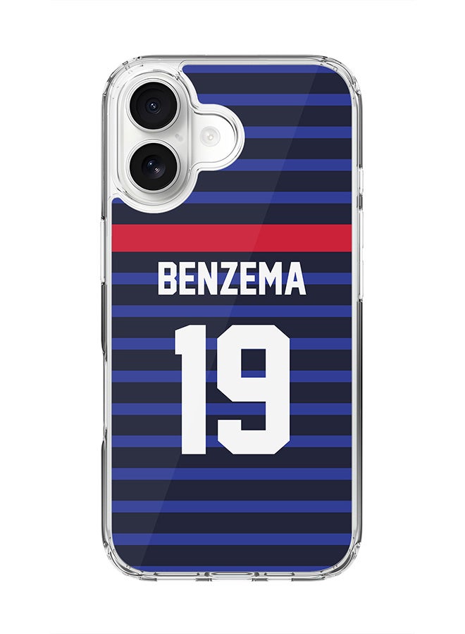 Stylizedd Classic Clear MagSafe Case for iPhone 17 , Hybrid Soft Case Flexible Edges Anti Drop TPU PC Gel Thin Transparent Cover [ Designed for iPhone 17 ] - Football Team - France, Player Name - Benzema