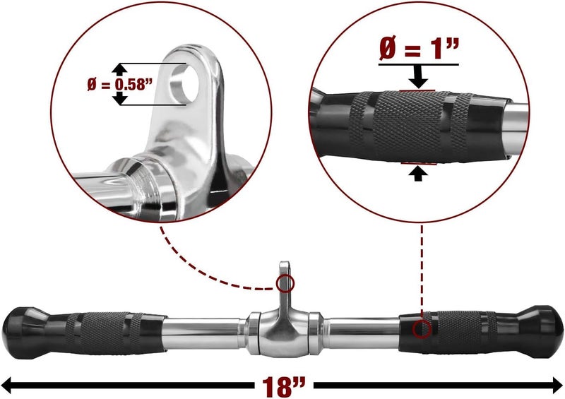Black Mountain LAT Pull Down Cable Attachment, Tricep Press Down Bar, with Diamond Knurl Handle, Bodybuilding Strength Training Attachments Tricep Handle (Grip Tricep Handle) - Image 2