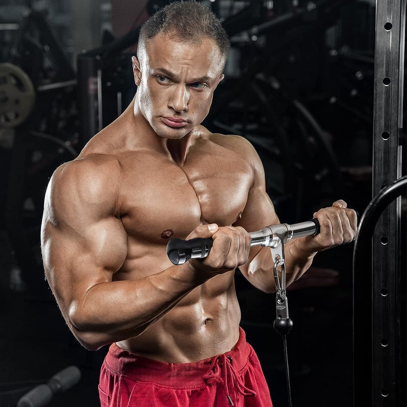 Black Mountain LAT Pull Down Cable Attachment, Tricep Press Down Bar, with Diamond Knurl Handle, Bodybuilding Strength Training Attachments Tricep Handle (Grip Tricep Handle) - Image 4