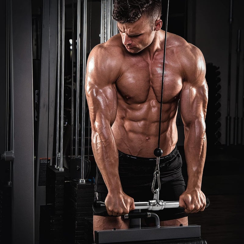 Black Mountain LAT Pull Down Cable Attachment, Tricep Press Down Bar, with Diamond Knurl Handle, Bodybuilding Strength Training Attachments Tricep Handle (Grip Tricep Handle) - Image 5