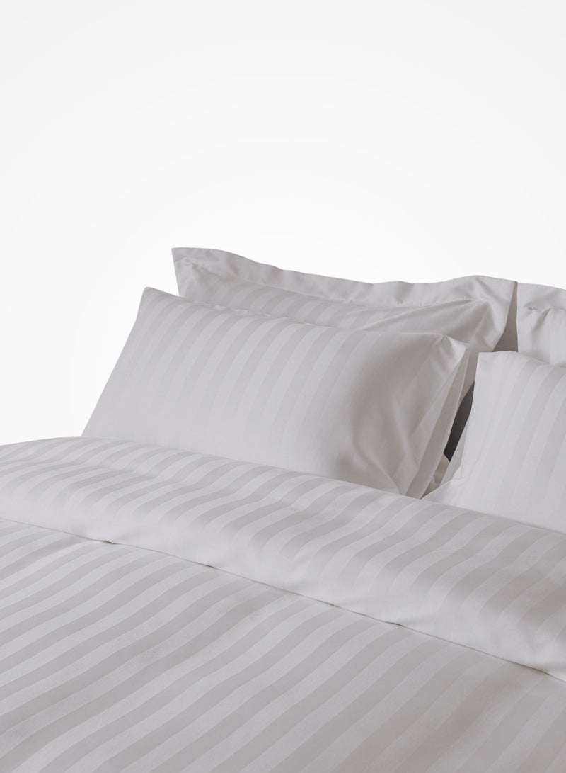Master Home Textile Microfiber Hotel Duvet Cover Sets, Fits 160 cm x 200 cm Size Bed, 4 Pcs Queen Size, Hotel Stripe Pattern - Image 1