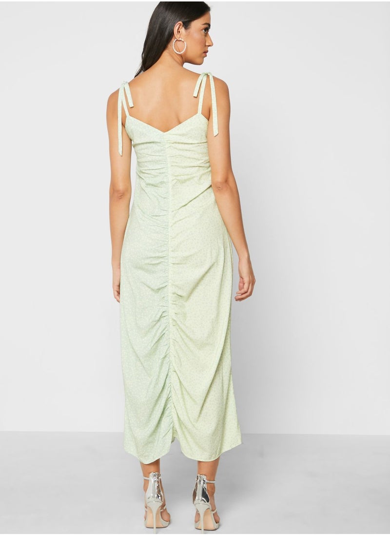 LOST INK Cami Mixed Print Ruched Front Midi Dress  - Image 2