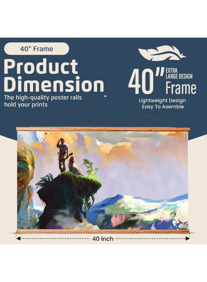 Landmass إطار ملصق مغناطيسي بعرض 40 بوصة، حامل ملصق - 40x20 40x27 40x30 40x60 - إطار من خشب الساج للملصقات، والطباعة، والصور، والخرائط، والمخطوطات، والفنون - Image 2
