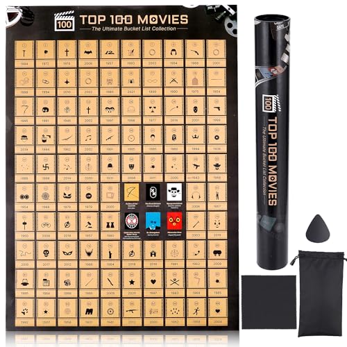 Tpudn Top 100 Movies Scratch Off Poster - Scratchable Movie Poster Challenge - Gift for movie lovers,Anniversary Wedding,Valentine's Day Gifts for Him or Her - Image 1