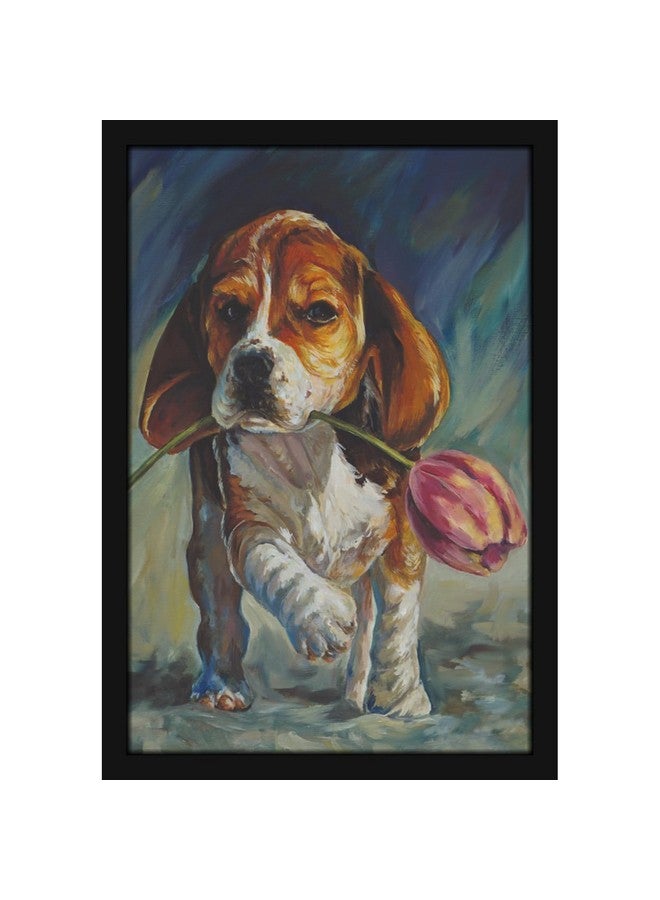 Mad Masters Dog Pet Animal Painting Aesthetic Hanging Photo Frame Decorative Item Home Decoration and Wall Decor for Living Room and Bedroom (MM 1524, 8x12 Inch, Paper, Without Plexi Glass) - Image 1