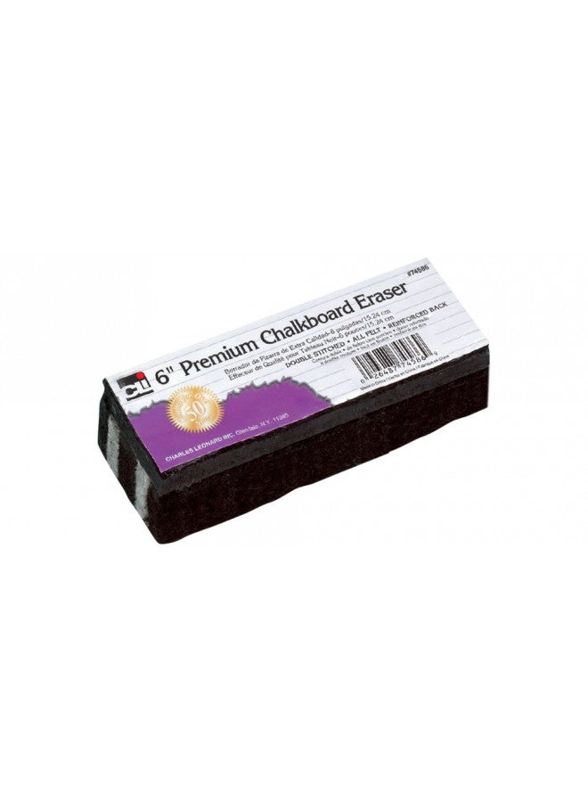 Charles Leonard Premium Felt Chalkboard Eraser, 6 x 2 x 1.25 Inches, Black/White, 12-Pack (74586)