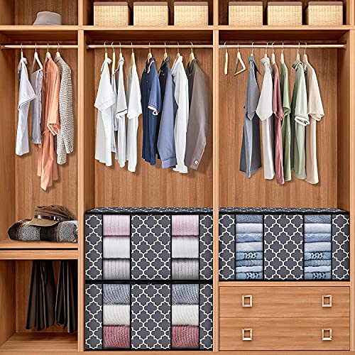 KIKA HOMS Moroccan Print Clothes Storage Bag Organizer [1 Pack/100L], Large Capacity Clothes Organization for Comforter, Blanket, Bedding, Grey - Image 3