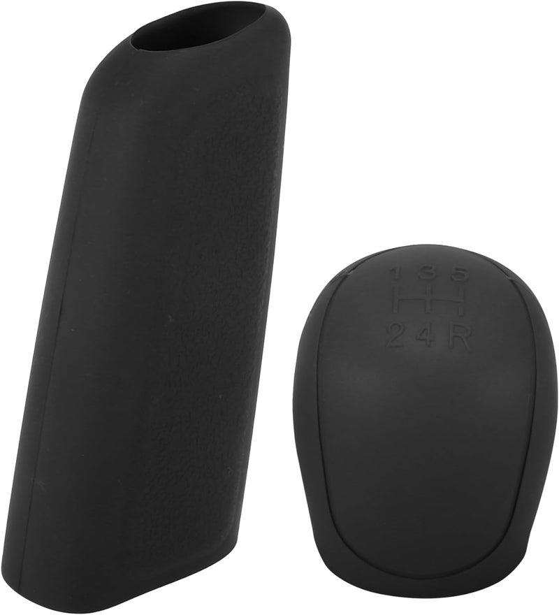 AAKICHI 2Pcs Set Silicone Gear Shift Knob Cover Car Handbrake Cover Anti-Slip Grip Design Universal Silicon Cover For Car (Black) - Image 4