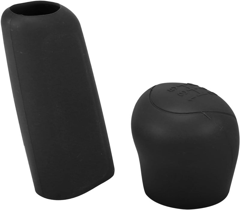 AAKICHI 2Pcs Set Silicone Gear Shift Knob Cover Car Handbrake Cover Anti-Slip Grip Design Universal Silicon Cover For Car (Black) - Image 2