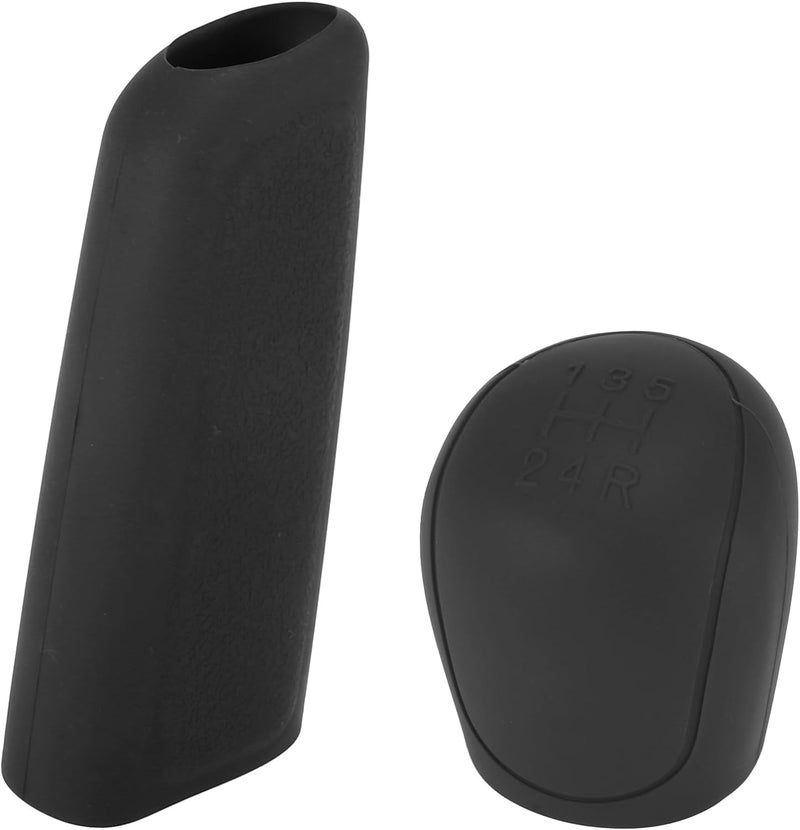 AAKICHI 2Pcs Set Silicone Gear Shift Knob Cover Car Handbrake Cover Anti-Slip Grip Design Universal Silicon Cover For Car (Black) - Image 1