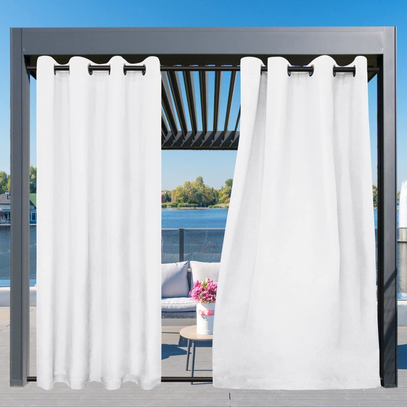 Easy-Going Outdoor Curtains Waterproof Windproof Weatherproof Curtain for Patio, Cabana, Porch, Pergola and Gazebo, Grommet Top and Tab Bottom Drape, 1panel, 54x84 inch, White - Image 3