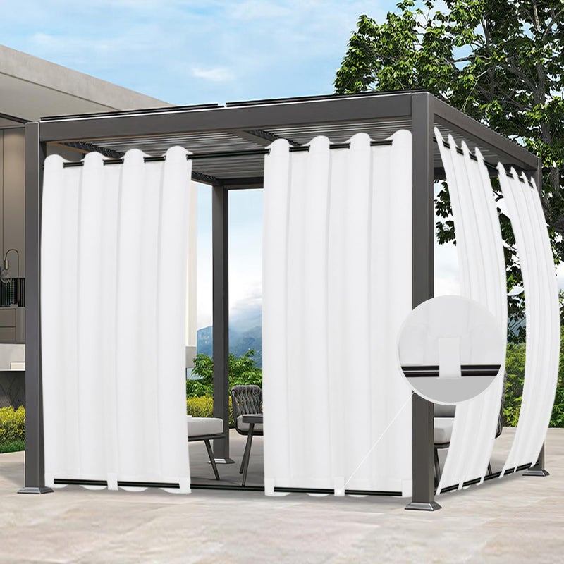 Easy-Going Outdoor Curtains Waterproof Windproof Weatherproof Curtain for Patio, Cabana, Porch, Pergola and Gazebo, Grommet Top and Tab Bottom Drape, 1panel, 54x84 inch, White - Image 1