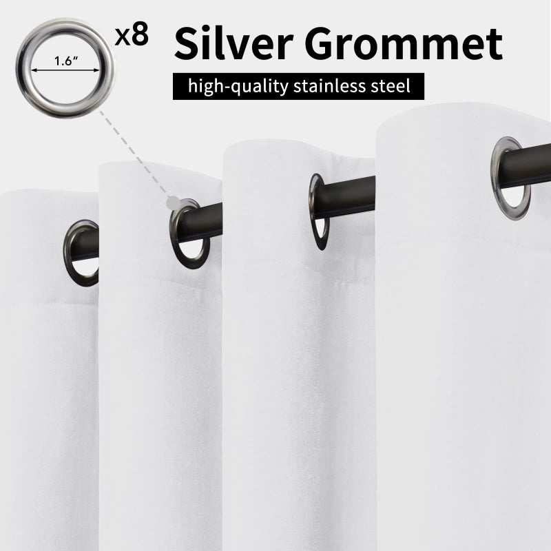 Easy-Going Outdoor Curtains Waterproof Windproof Weatherproof Curtain for Patio, Cabana, Porch, Pergola and Gazebo, Grommet Top and Tab Bottom Drape, 1panel, 54x84 inch, White - Image 2