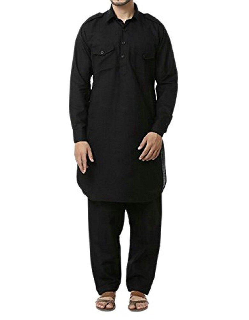 Royal Kurta Men's Linen Pathani Suit (Royal_235_Black_Small) - Image 4
