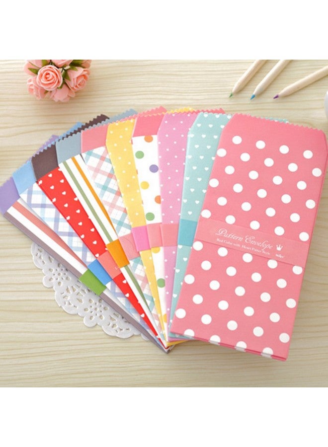 SCStyle 50 Pack Colored Envelopes 3.35 X 6.89 Inches 10 Unique Design Cute Coin Invitation Gift Card Postcard Colorful Envelopes  - Image 1