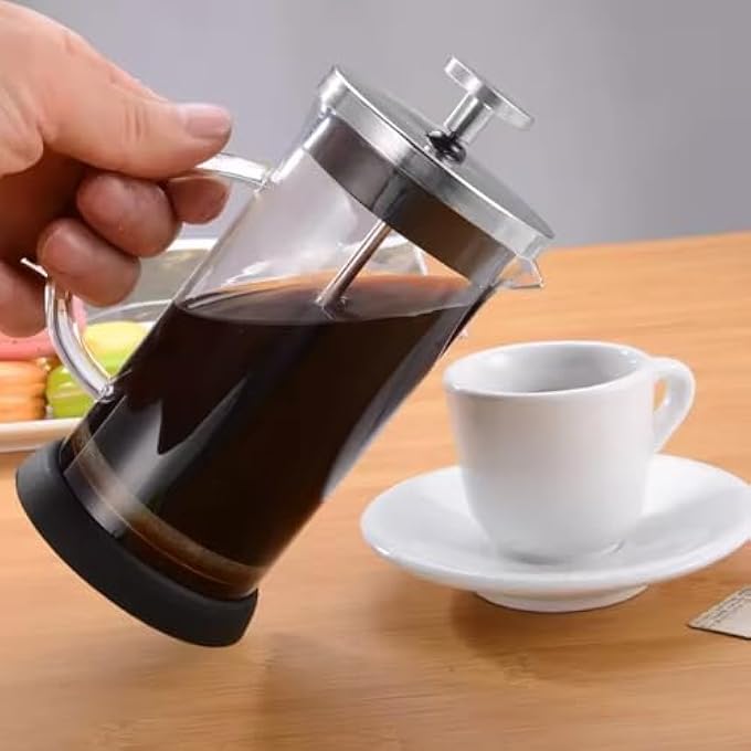 تيلاند ماكينة صنع القهوة بمكبس من زجاج البورسليكات، ماكينة تحضير قهوة ذات جدار واحد مقاومة للحرارة، وعاء قهوة بارد، كوبين للمطبخ والهدايا، آمنة للاستخدام في غسالة الأطباق، سعة 350 مل - Image 4