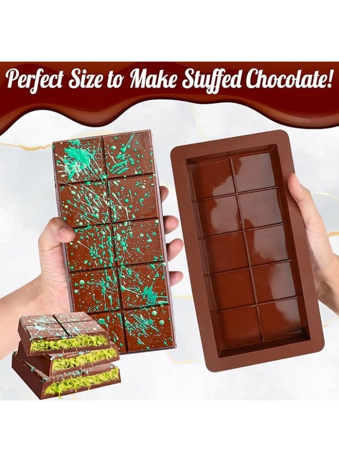 Deep Chocolate Bar Molds 2 Pack, Large and Thick Silicone Chocolate Bar Molds for Stuffed Bar, Big Chocolate Candy Bar Mold for Filling Knafeh Pistachio Chocolate Bar - Image 4