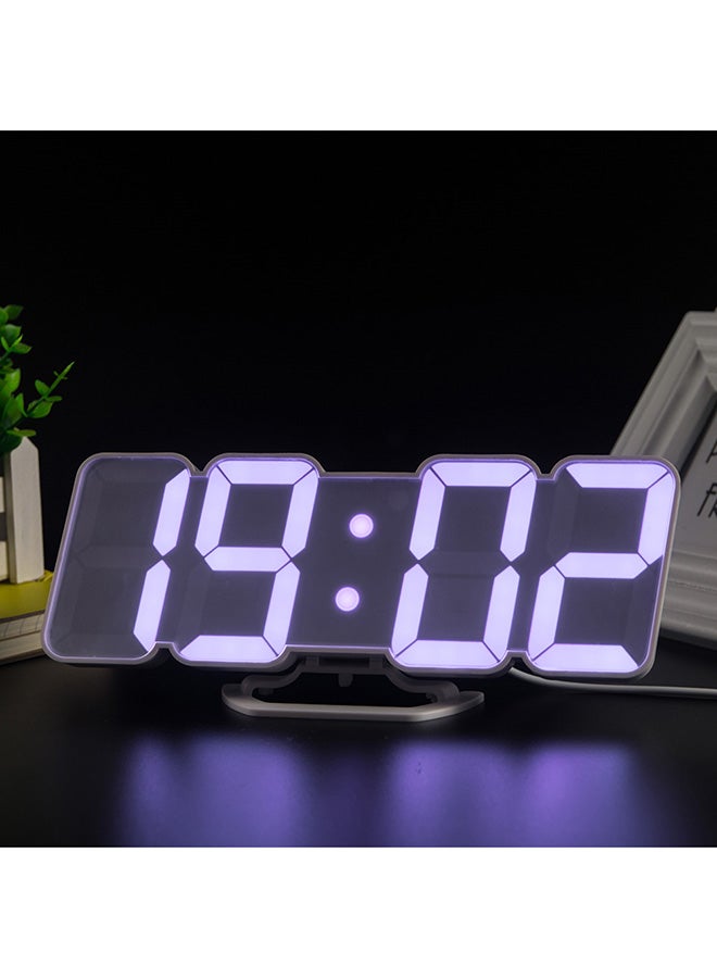 3D Wireless Remote Digital LED Alarm Clock Plastic White 226grams - Image 1