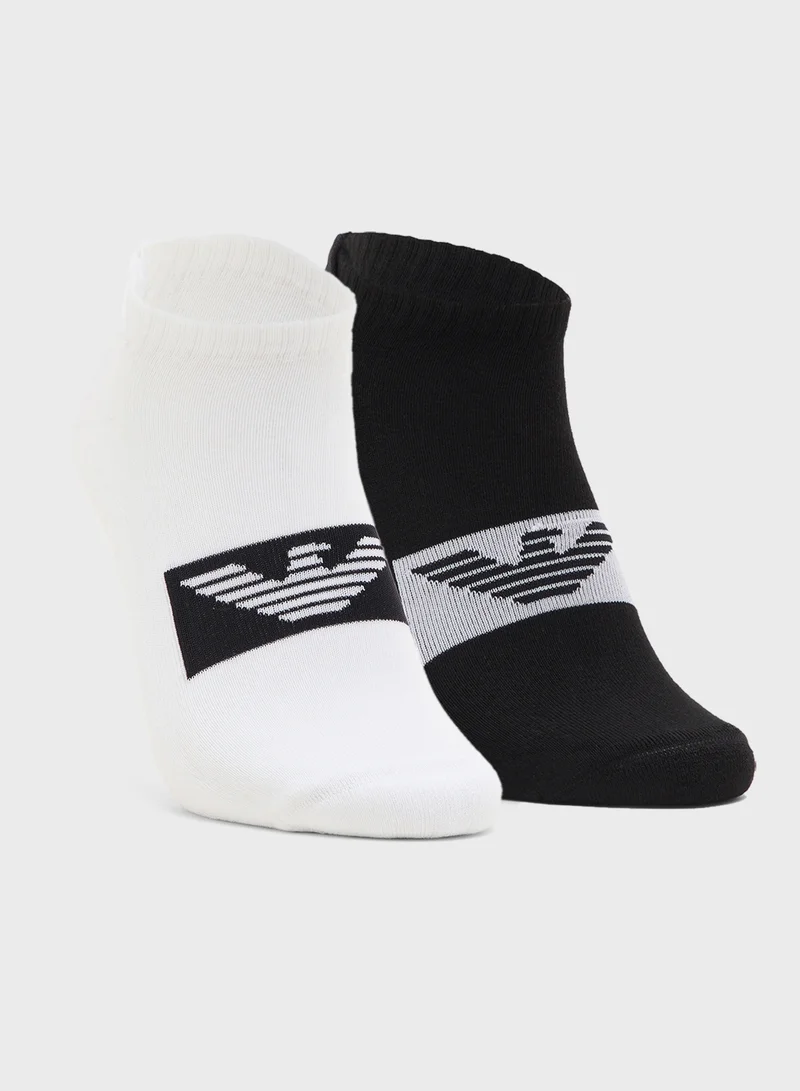 امبوريو ارماني 2 Pack Of Logo Ankle Socks