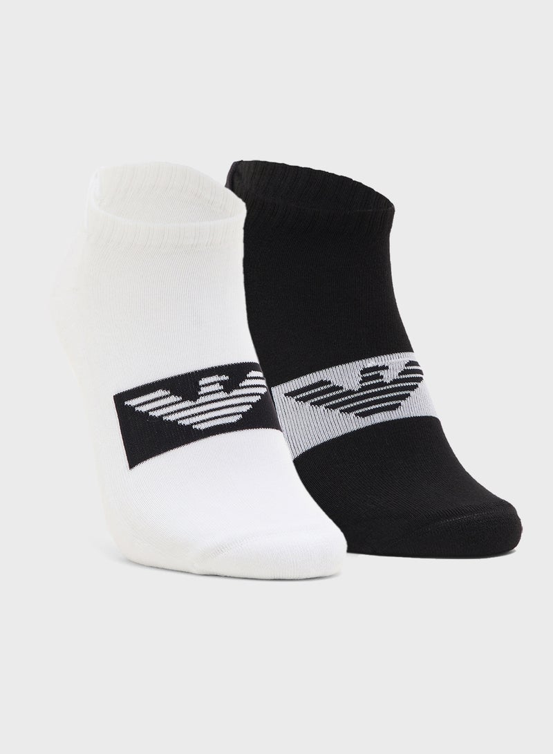 امبوريو ارماني 2 زوج جوارب بشعار للكاحل - Image 1