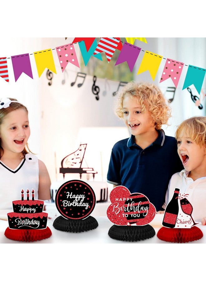 Glenmal 9 Pcs Red And Black Happy Birthday Decorations Table Honeycomb Centerpieces Red And Black Party Table Decorations Table Topper Sign For Women Men 30Th 40Th 50Th 60Th - Image 5