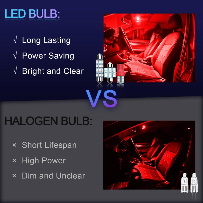 NTNEV 24PCS LED Interior Replacement Bulbs, Interior Car Lights, Dome Light LED Car Bulb Kit Set T10 31 mm 42 mm, Used for Map Dome Lights and License Plate Courtesy Lights Accessories (Red) - Image 5