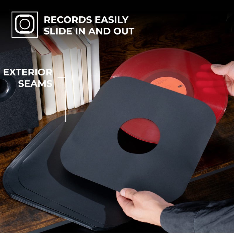 Big Fudge Vinyl Record Inner Sleeves - LP Album Covers in Heavyweight & Acid Free Paper - Protective Cover with Round Corners for 12" Records - Black, 50 Pack - Image 5