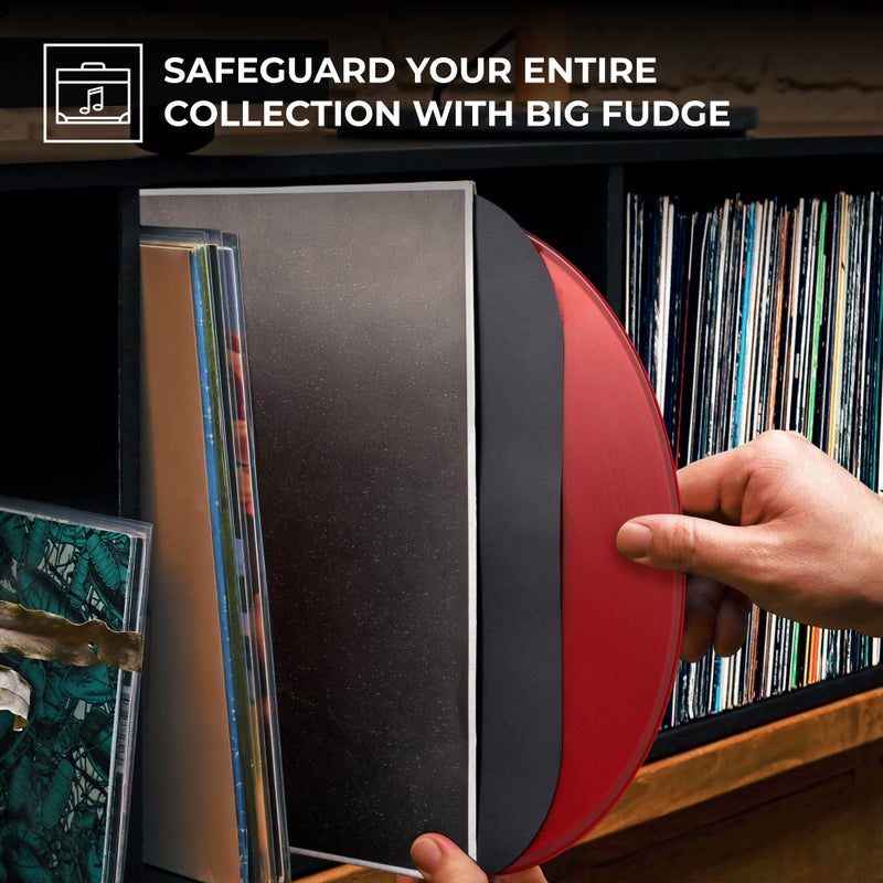 Big Fudge Vinyl Record Inner Sleeves - LP Album Covers in Heavyweight & Acid Free Paper - Protective Cover with Round Corners for 12" Records - Black, 50 Pack - Image 3