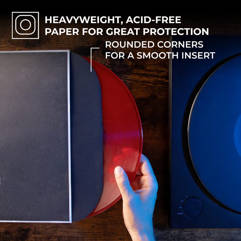Big Fudge Vinyl Record Inner Sleeves - LP Album Covers in Heavyweight & Acid Free Paper - Protective Cover with Round Corners for 12" Records - Black, 50 Pack - Image 2