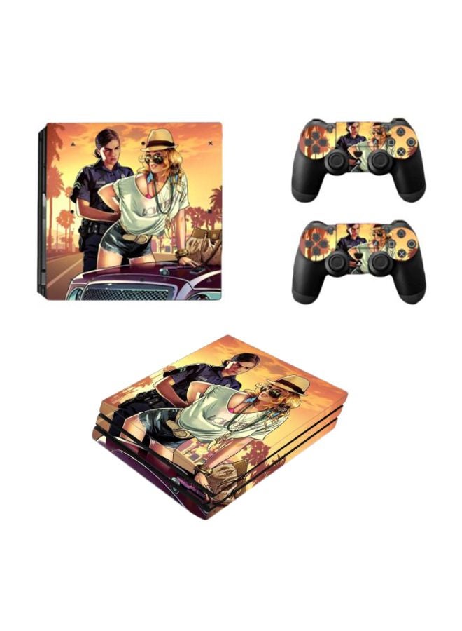 3-Piece Chartoon Themed Console With Controller Sticker Set For PS4 PRO - Image 1