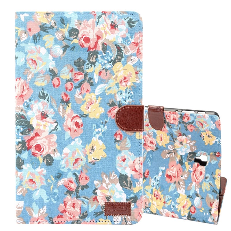 Dibase Flower Pattern Horizontal Flip Pu Leather Case For Galaxy Tab A 10.5 / T590, With Holder & Card Slot (Blue) - Image 1