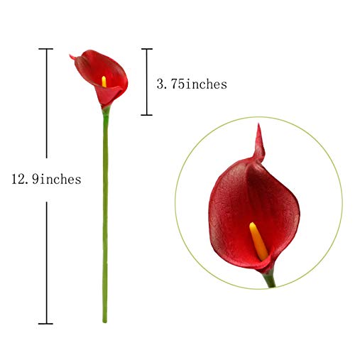 DuHouse 20Pcs Artificial Calla Lily Flower Real Touch Latex Flowers for DIY Wedding Bouquet Party Home Decor Burgundy - Image 3