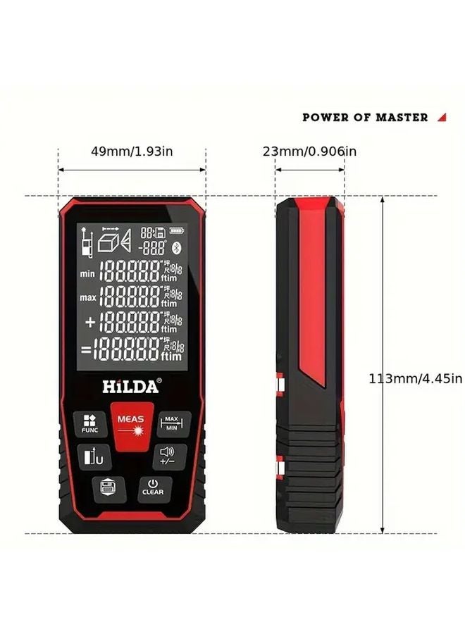 HILDA 120m Laser Distance Meter Silent Range Finder Backlit LCD Display - Image 4