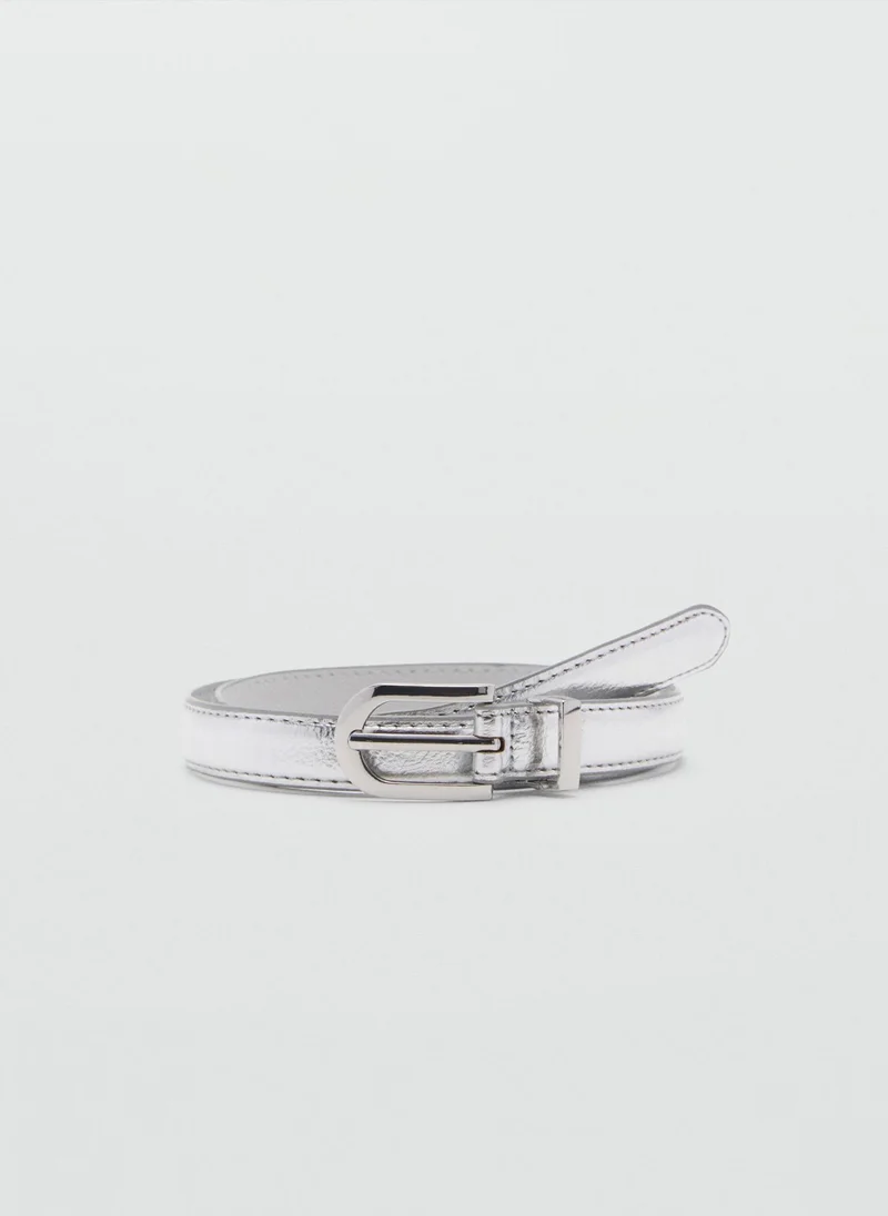 MANGO Buckle Metallic Belt