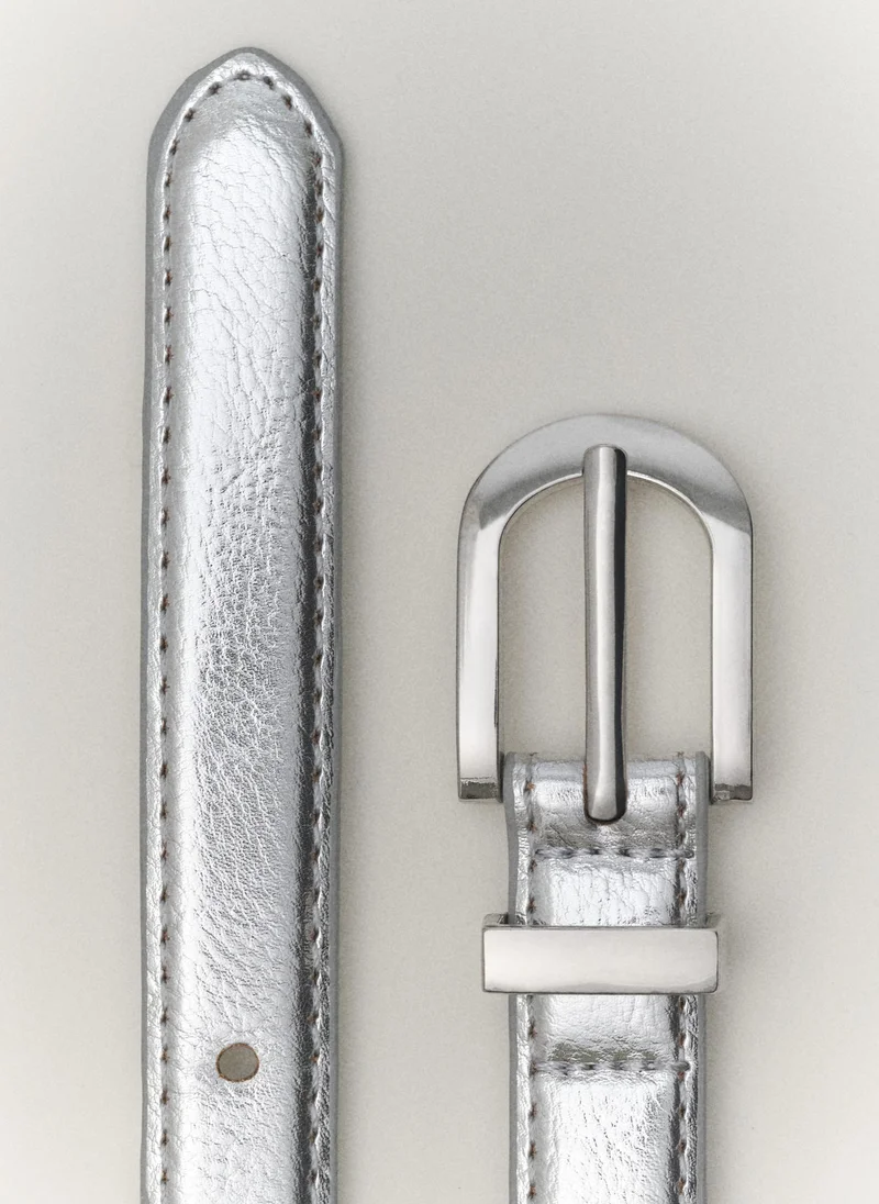 MANGO Buckle Metallic Belt