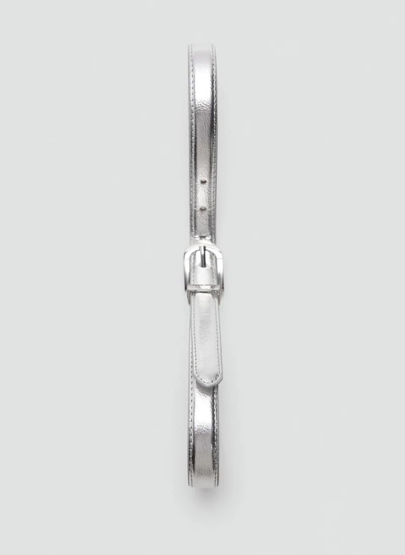 MANGO Buckle Metallic Belt