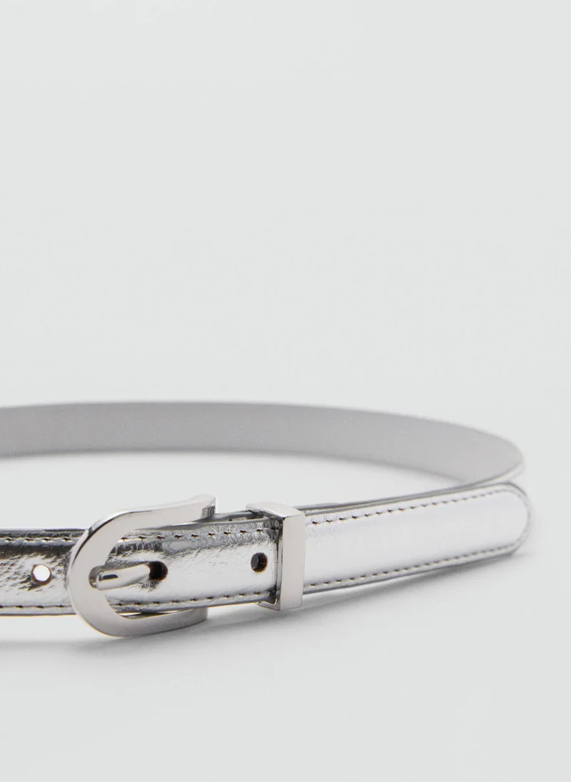 MANGO Buckle Metallic Belt