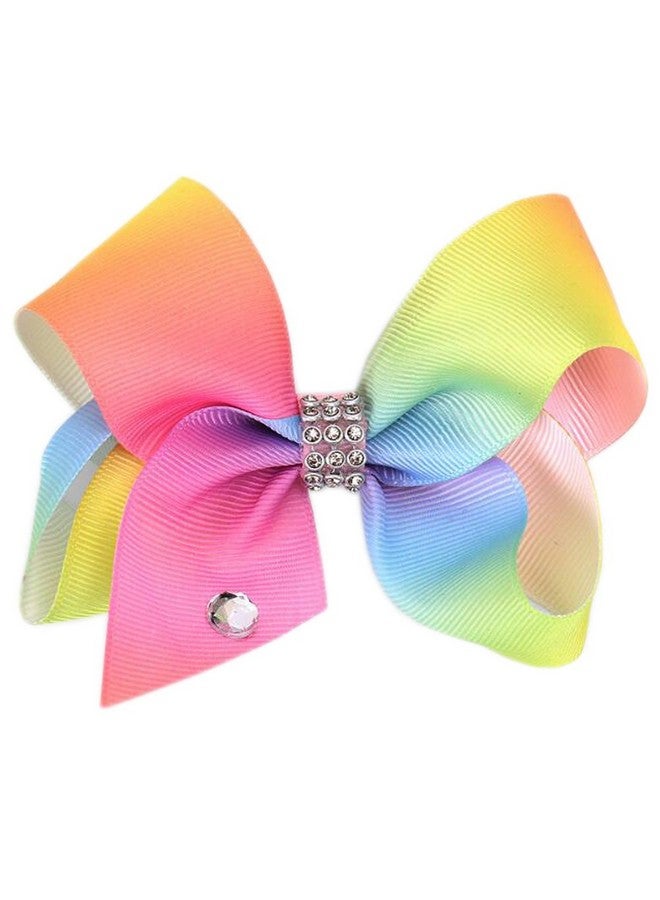 Patiky Baby Girls Clips Rainbow Ribbon Hair Bows Non Slip Alligator Clips 4 Inch Ts01 (Pink) - Image 1