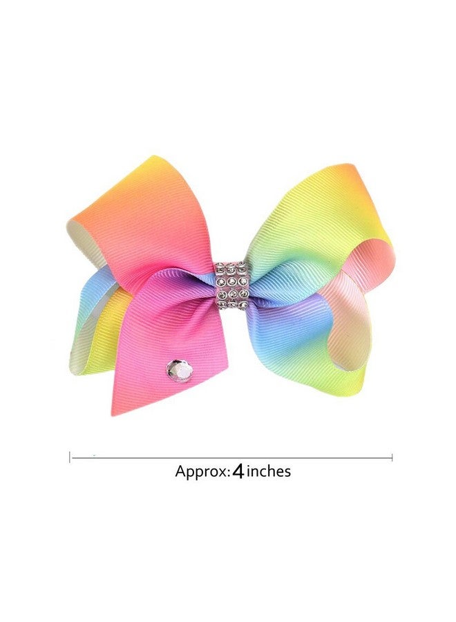 Patiky Baby Girls Clips Rainbow Ribbon Hair Bows Non Slip Alligator Clips 4 Inch Ts01 (Pink) - Image 3