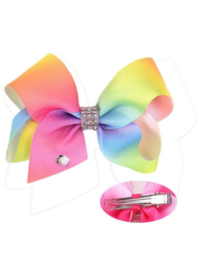 Patiky Baby Girls Clips Rainbow Ribbon Hair Bows Non Slip Alligator Clips 4 Inch Ts01 (Pink) - Image 4