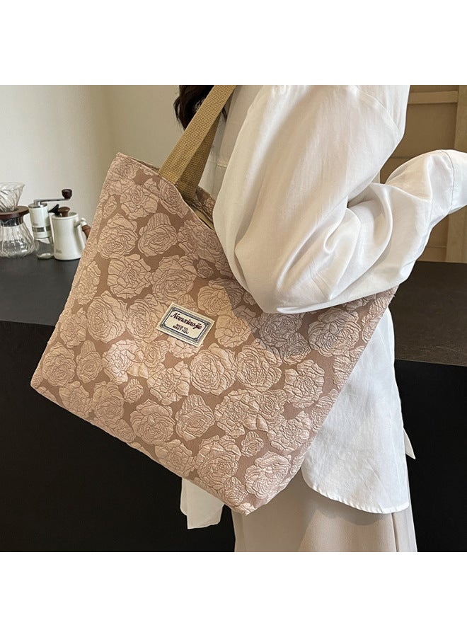 South Korea Ins Niche Canvas Bag 2024 Fashion Commuter Tote Bag Female College Students Class Shoulder Bag-Color:large Black - Image 5